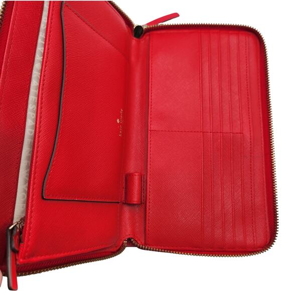 Kate Spade Wellesley Neda Large Zip Around Wallet Red Saffiano Leather - Picture 11 of 11